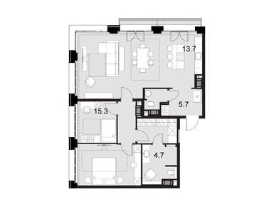 Планировки 3-к. апартаменты в Апарт-комплекс Wellton Gold (Велтон Голд)