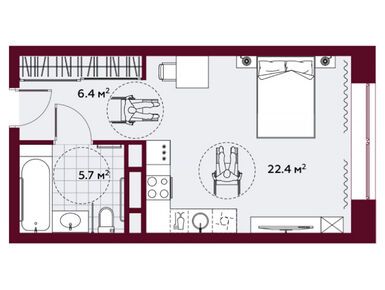 Планировки студии-апартаменты в Сити-комплекс «Амарант»