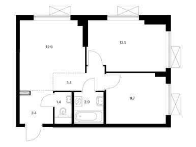 Планировки 2-к. апартаменты в Большая Академическая 85