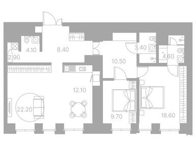 2-комнатные 96.00 кв.м, Клубный дом Duo, 260 550 000 руб.