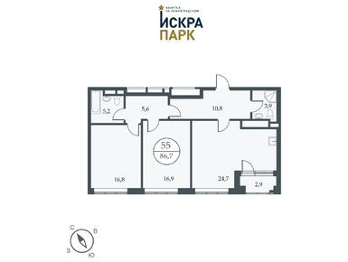 Планировки 3-к. апартаменты в Квартал «Искра-Парк»