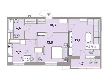 2-комнатная 62.20 кв.м, ЖК «Парк Легенд», 25 840 437 руб.