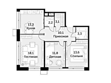 Планировки 3-к. апартаменты в Апарт-комплекс «Движение. Тушино»