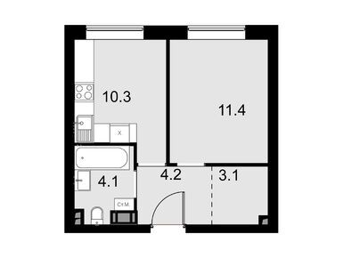 1-комнатные 33.10 кв.м, Дом Malevich, 9 665 200 руб.