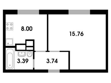 1-комнатная 30.80 кв.м, ЖК «Одинцовские кварталы»  , 6 357 600 руб.