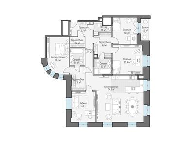 4-комнатная 179.50 кв.м, Клубный дом «Чистые Пруды», 360 760 000 руб.