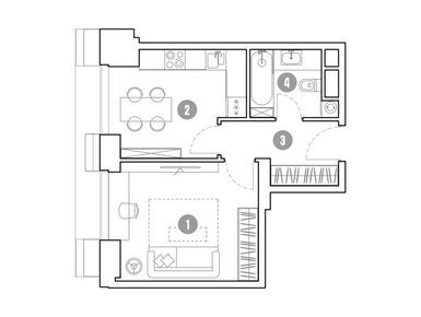 Планировки 1-к. апартаменты в ЖК «Мираполис»