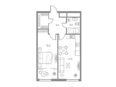 Планировки 2-к. апартаменты в ЖК West Tower (Вест Тауэр)