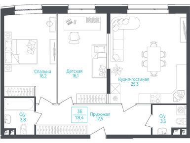 Планировки 3-к. апартаменты в Апарт-комплекс Monodom Lake (Монодом Лейк)