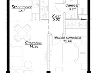 1-комнатная 41.01 кв.м, ЖК MOD (Мод), 18 023 895 руб.