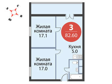 Планировки 3-к. апартаменты в Комплекс апартаментов Sky Skolkovo (Скай Сколково)