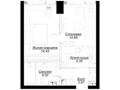 1-комнатная 40.97 кв.м, ЖК MOD (Мод), 18 776 141 руб.