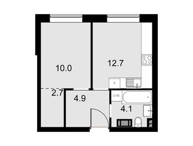 1-комнатные 34.40 кв.м, Дом Malevich, 9 460 000 руб.