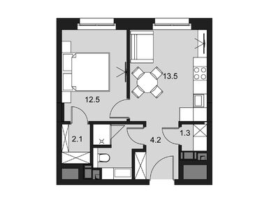 Планировки 1-к. апартаменты в Апарт-комплекс Wellton SPA Residence