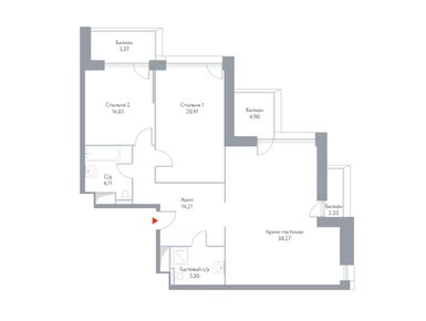 Планировки 2-к. апартаменты в Апарт-комплекс HILL8 (Хилл8)