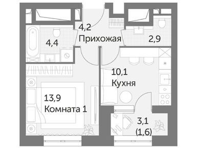 1-комнатная 37.10 кв.м, ЖК «Режиссер», 27 709 990 руб.