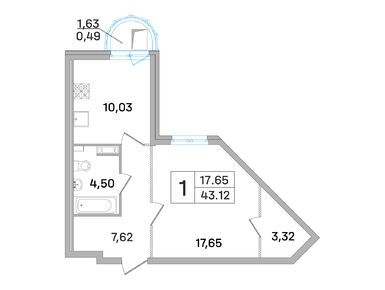1-комнатная 43.12 кв.м, Дом-Мегалит в Королеве, 8 030 320 руб.