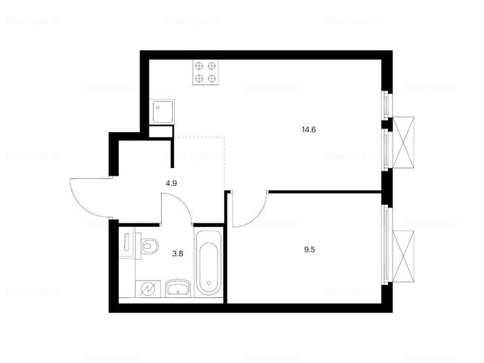 Купить трехкомнатную квартиру 84.3м² Москва, ЮАО, р-н Нагатино-Садовники, Второй
